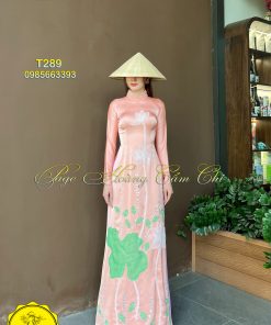 Áo dài thiết kế Hồng Sen mã T289 Hoàng Cẩm Chi