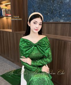 Áo dài thiết kế cao cấp kim sa mã T315 Hoàng Cẩm Chi