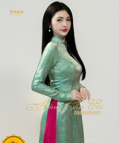 Áo dài truyền thống vải gấm tơ tằm cao cấp chuẩn form mã T363 Hoàng Cẩm Chi