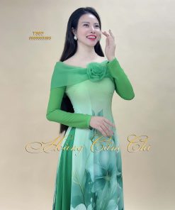 Áo dài thiết kế Lục Bảo Mã T382 Hoàng Cẩm Chi