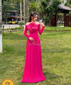 Áo dài thiết kế Yên Thảo hồng mã T321 Hoàng Cẩm Chi