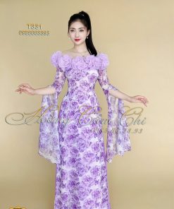 Áo dài thiết kế Tím Mộng mã T331 Hoàng Cẩm Chi