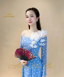 Áo dài thiết kế Sắc Xanh mã T338 Hoàng Cẩm Chi