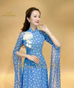 Áo dài thiết kế Duyên Xanh mã T339 Hoàng Cẩm Chi