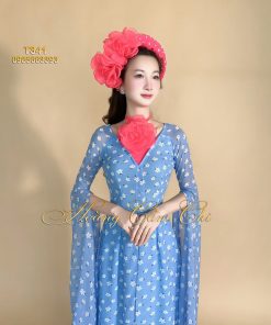 Áo dài thiết kế cao cấp Hạ Lam mã T341 Hoàng Cẩm Chi