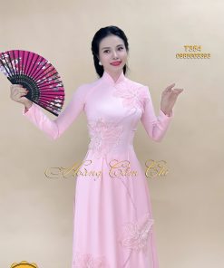 Áo dài thiết kế cao cấp Nét Ngọc Nữ hồng mã T354 Hoàng Cẩm Chi