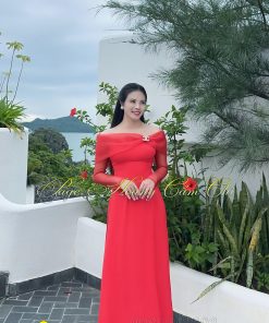 Áo dài thiết kế Thanh Sắc Kiêu Sa đỏ mã T218 Hoàng Cẩm Chi