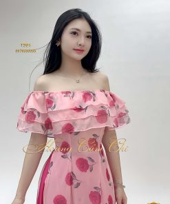 Áo dài thiết kế Tú Vân mã T391 Hoàng Cẩm Chi