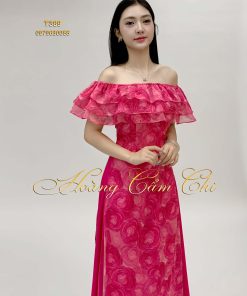 Áo dài thiết kế Mây Hồng mã T389 Hoàng Cẩm Chi