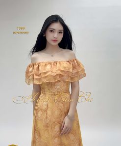 Áo dài thiết kế Sương Mai mã T390 Hoàng Cẩm Chi