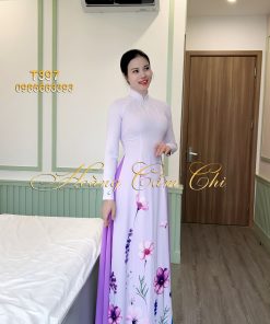 Áo dài thiết kế Xuân Tím mã T397 Hoàng Cẩm Chi