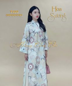 Áo dài cách tân Hoa Sương mã T406 Hoàng Cẩm Chi