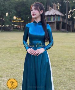 Áo dài truyền thống vải nhũ ánh kim cao cấp mã T435 Hoàng Cẩm Chi