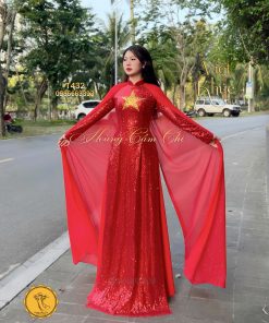 Áo dài thiết kế Việt Khúc mã T432 Hoàng Cẩm Chi