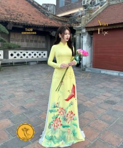 Áo Dài Vân Hạc - Hoàng Cẩm Chi - Đính Đá Họa Tiết Lấp Lánh Tạo Điểm Nhấn - Màu Vàng