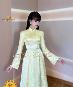 Áo dài thiết kế Gấm Ngọc Trúc mã T459 Hoàng Cẩm Chi