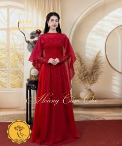 Áo dài thiết kế Cẩm Nhi mã T474 Hoàng Cẩm Chi