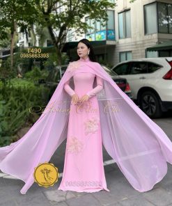 Áo dài thiết kế Hồng Liên Tuyết mã T490 Hoàng Cẩm Chi