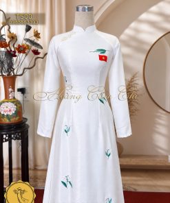 Áo dài truyền thống Cờ Đỏ Sao Vàng mã T500 Hoàng Cẩm Chi