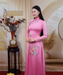 Áo dài thiết kế Hồng Linh San mã T502 Hoàng Cẩm Chi